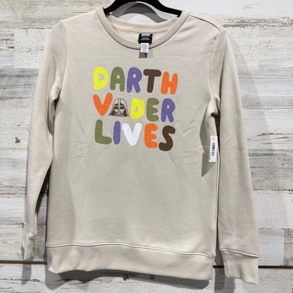 Star Wars Sweatshirt Kids 11-12 (XXL) Beige Darth Vader Lives Graphic Sci-Fi NWT